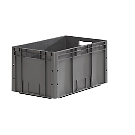 Euro Box SSI Schaefer série LTF 6320, volume 62,7 l, jusqu'à 30 kg, poignée traversante, L 600 x l 400 mm, Ange Bleu, PP recyclé, gris fer