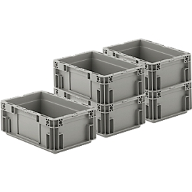 Euro Box SSI Schäfer Serie MF 3120, aus PP, Inhalt 5,2 L, Unterfassgriff, grau, 5 Stück