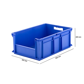Euro container EF 6220, without lid, without dust flaps, 43.5 L, blue