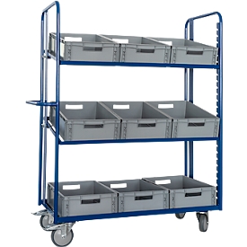 Euro-containerwagen met open frame en 9 bakken, 1240 x 620 mm