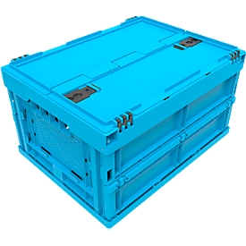 EURO-Maß boîte pliante 4322 DL, avec couvercle, pour le stockage et le transport consigné, capacité 19 L, bleu
