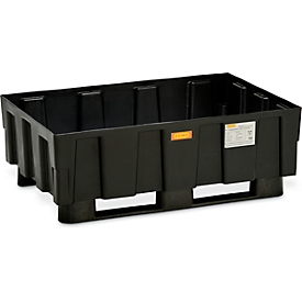 EURO opvangbak 250/2 CEMO, polyethyleen, met 2 sledes, met goedkeuring, B 1205 x D 805 x H 430 mm, zonder rooster