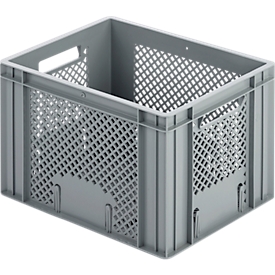 Eurobox broodbak, geschikt voor levensmiddelen, inhoud 20,2 l, geperforeerde uitvoering, grijs