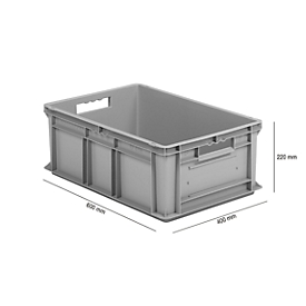 Eurobox EF 6220, L 600 x A 400 x H 220 mm, capacidad 43,5 l, gris