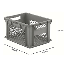 Eurobox serie EF 4221, van PP, inhoud 20,4 l, geperforeerde wanden, open handgreep, grijs