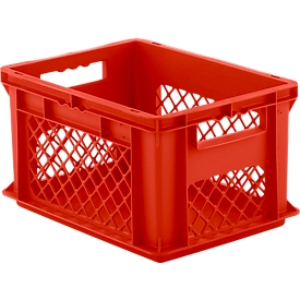 Eurobox serie EF 4221, van PP, inhoud 20,4 l, geperforeerde wanden, open handgreep, rood