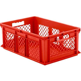 Eurobox serie EF 6221, van PP, inhoud 43,5 l, geperforeerde wanden, rood, open handgreep