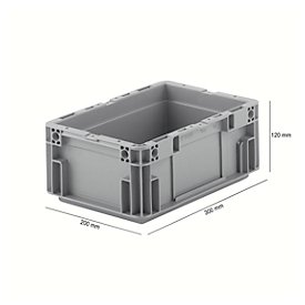 Eurobox serie MF 3120, van PP, inhoud 5,2 l, gesloten handgreep, grijs