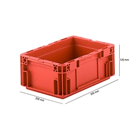 Eurobox serie MF 3120, van PP, inhoud 5,2 l, gesloten handgreep, rood