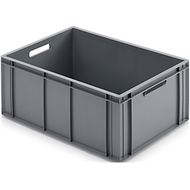 Eurocaja Ringoplast, 55 l, apta para alimentos, cerrada, 2 asas pasantes, L 600 x A 400 x A 273 mm, plástico, gris