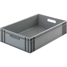 Eurokasten Ringoplast, 34 l, lebensmittelgeeignet, geschlossen, 2 Durchgriffe, L 600 x B 400 x H 143 mm, Kunststoff, grau