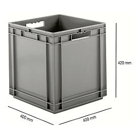 European standard box series EF 4440, made of PP, capacity 53.9 l, closed sides, handle, grey