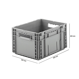 European standard box series MF 4220, made of PP, capacity 19.7 l, handle, grey