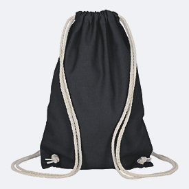 Event Festival Beutel TEXXILLA, A4, als Rucksack nutzbar, naturfarbene/kürzbare Kordeln, OEKO-TEX® STANDARD 100, L 210 x B 290 mm, Baumwolle, schwarz