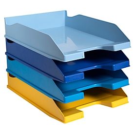 Exacompta BEE BLUE Combo-Midi brievenbakset, 4-delig, voor A4+ formaat, stapelbaar, etikethouder, Blaue Engel, polystyreen, meerkleurig