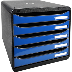 Exacompta Big Box Plus Iderama ijsblauw glanzend, 5 open laden A4/A4+/24x32, geruisloos, veiligheidsstop, stapelbaar