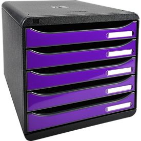 Exacompta Big Box Plus Iderama Violet glanzend, 5 open laden A4/A4+/24x32, geruisloos, veiligheidsstop, stapelbaar