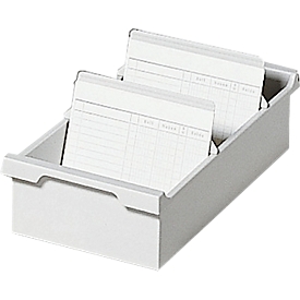 Exacompta boîte à fiches, format A4 paysage, pour jusqu'à 1200 cartes, poignées, 2 plaques de séparation, sans couvercle, Ange bleu, L 347 x P 166 x H 137 mm, PS, gris clair