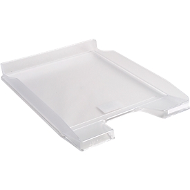 Exacompta Briefablage COMBO MINI Office, A4+, bis 250 Blatt, Etikettenhalter, stapelbar, Blauer Engel, B 255 x T 347 x H 38 mm, PS, kristallklar