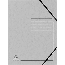 Exacompta corner file, DIN A4, with elastic band, can be labeled, Colorspan cardboard, 355 g/m², gray
