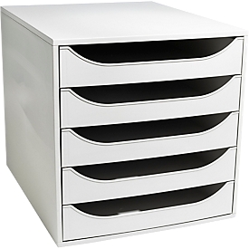 Exacompta ECOBOX Boîte à tiroirs Gris, 5 tiroirs ouverts pour A4/A4+, ouverture silencieuse avec arrêt de sécurité, compact