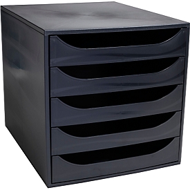 Exacompta ECOBOX ladebox zwart, 5 open laden voor A4/A4+, geruisloos uittrekbaar met veiligheidsstop, compact