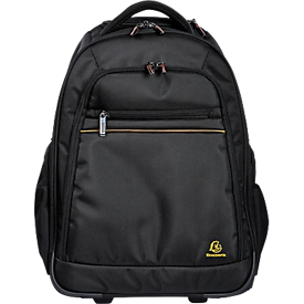 Exacompta Exactive® Businessrucksack mit Rollen, 18 l, für Laptops bis 15,6″, TSA-Schloss, Trolleygriff, RPET, Handgepäckformat, schwarz