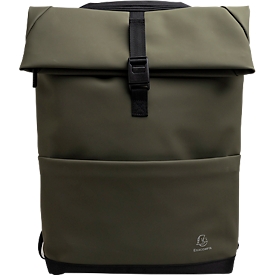 Exacompta Exactive® Young Laptoprucksack, 15,6″, 2 Fächer, wasserabweisendes PU, gepolstert, mit Trolley-Schlaufe & Flaschentasche, RPET, khaki