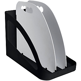 Exacompta Flex Box Office Schwarz/Grau, mobile Aufbewahrungsbox 3 Fächer für Laptop/Ordner, Griff, Blauer Engel, 25 Jahre