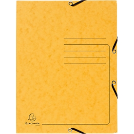 Exacompta folder, DIN A4, with elastic band, 3 flaps, can be labeled, Colorspan cardboard, 355 g/m², yellow