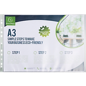 Exacompta Forever® brochure pockets, made of recycled polypropylene, grained, 90µ, for DIN A3, 10 pieces
