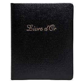 Exacompta Gästebuch Alpillez Schwarz, Echtleder 26x22 cm, 70 Blatt blanko, Vergé 110 g/m², Goldschnitt, Geschenkbox
