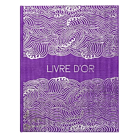 Exacompta Gästebuch Japan Violett 270x220 mm, 100 Seiten Clairefontaine, Silberschnitt & Silberprägung, Kristallbox