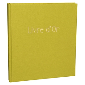 Exacompta Gästebuch Pop’N Co Limettengrün, 70 Blatt, Clairefontaine, Goldschnitt & „Livre d’or“-Prägung, Box