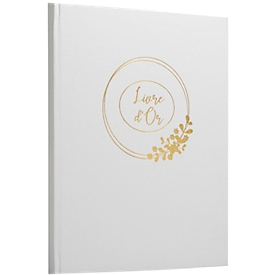 Exacompta gastenboek Ringflower Wit 220x270 mm, 100 pagina's Clairefontaine, goudomrand, transparante doos, bruiloft