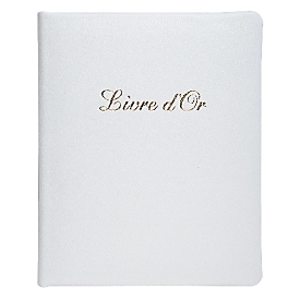 Exacompta Livre d'or Alpillez Blanc, cuir véritable 26x22 cm, 70 feuilles blanches, vergé 110 g/m², tranche dorée, boîte cadeau