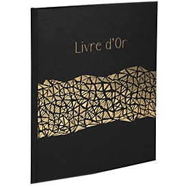 Exacompta Livre d'or ARAMY noir 22x27 cm, 100 pages Clairefontaine, tranche dorée, pour stylo, boîte cadeau incl.