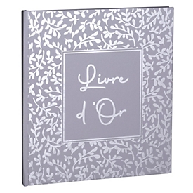 Exacompta Livre d'or AutentiK bleu-gris 21x19 cm, 140 pages Clairefontaine, tranche argentée, boîte cristal, motif floral