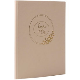 Exacompta Livre d'or Ringflower Latte 220x270 mm, 100 pages Clairefontaine, tranche dorée, boîte transparente, mariage