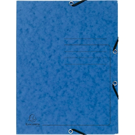 Exacompta map, DIN A4, met elastiek, 3 kleppen, te labelen, Colorspan karton, 355 g/m², blauw