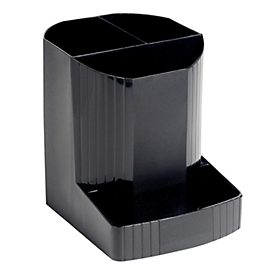 Exacompta Mini Octo Stifteköcher EcoBlack-Schwarz, 3 Fächer für Stifte & Smartphone, Blauer Engel, 5 Jahre Garantie