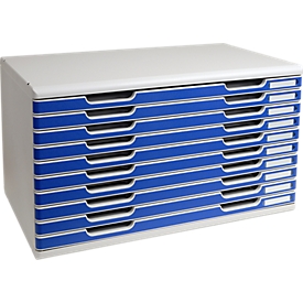Exacompta MODULO A3-ladebox 10 laden blauw, voor A4-A3+, stofdicht, stil met veiligheidsstop, stapelbaar