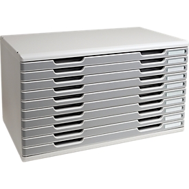 Exacompta MODULO A3-ladebox 10 laden steengrijs, voor A4-A3+, stofdicht, stil met veiligheidsstop, stapelbaar
