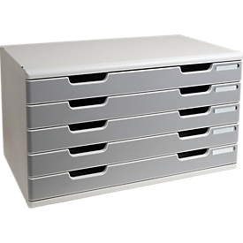 Exacompta MODULO A3-ladebox 5 laden steengrijs, voor A4-A3+, stofdicht, stil met veiligheidsstop, stapelbaar