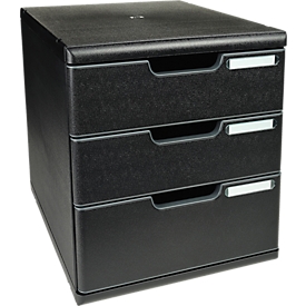 Exacompta MODULO A4-ladebox zwart, 3 gesloten laden A4/A4+, stofdicht, stil, veiligheidsstop