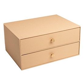 Exacompta OfficeByMe Schubladenbox A4+ Beige, 2 Schubladen mit Goldknopf, FSC-Karton, stapelbar