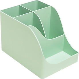 Exacompta pen holder Pen Wave Autentik, 5 compartments, made of recycled plastic, Scandinavian design, for office &amp; home office, sage