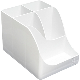 Exacompta Pot à crayons Pen Wave Autentik, 5 compartiments, en plastique recyclé, design scandinave, pour bureau &amp; home office, blanc