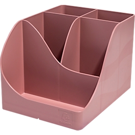 Exacompta Pot à crayons Pen Wave Skandi, 4 compartiments de hauteurs différentes + 1 compartiment bas, Ange Bleu, L 119 x P 155 x H 110 mm, PS, vieux rose