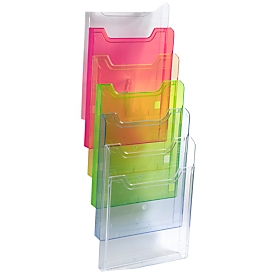 Exacompta Prospekthalter A4 Wanddisplay vertikal, 6 Fächer à 26 mm, erweiterbar, montiert geliefert, 25 Jahre Garantie